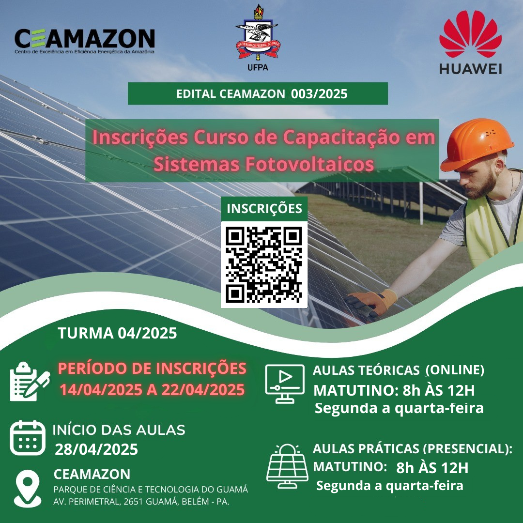 Imagem da notícia: 📢 INSCRIÇÕES ABERTAS: Curso de Capacitação em Sistemas Fotovoltaicos 🌞